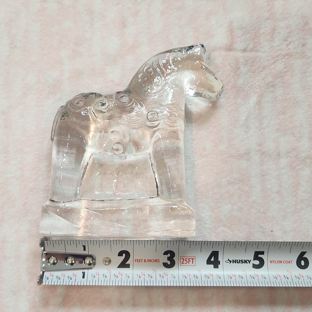 Vintage Scandinavian‎ Clear Art Glass Dala Horse Figurine Paperweight 4.5"